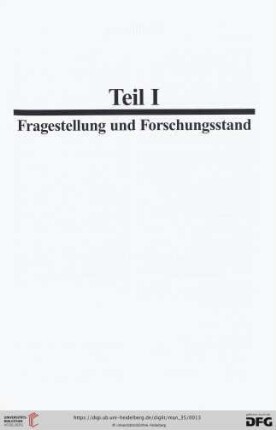 Teil I: Fragestellung und Forschungsstand