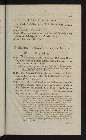 75-87, Bibliorum Editiones in variis linguis - Philologia et Antiquitas Orientalis et Biblica