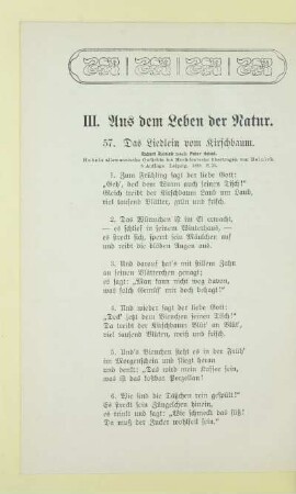 III. Aus dem Leben der Natur