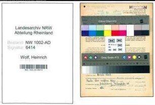 Entnazifizierung Heinrich Wolf, geb. 09.08.1914 (Angest.)