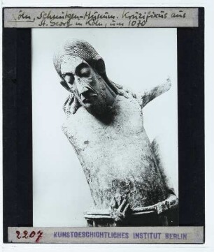 unbekannt, Kruzifix aus St. Georg Köln (Plastik aus Weidenholz) (Köln Museum Schnütgen A 9) : Oberkörper Christi