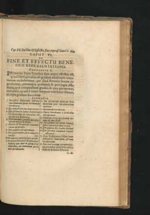 Caput VI. De Fine Et Effectu Beneficii Repraesentationis.