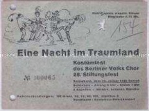 Eintrittskarte für ein Kostümfest des Berliner Volks-Chors, 28. Stiftungsfest