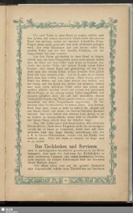 Das Tischdecken und Servieren