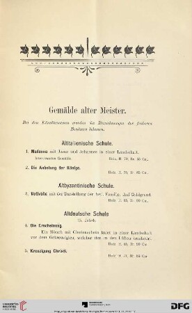 Gemälde alter Meister (Nr. 1-67)