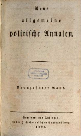 Neue allgemeine politische Annalen, 19. 1826