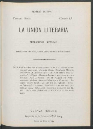 Número 8, Febrero de 1904