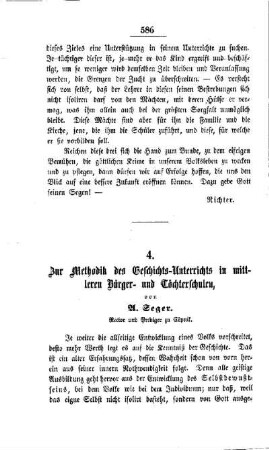 Zur Methodik des Geschichts-Unterrichts in mittleren Bürger- und Töchterschulen