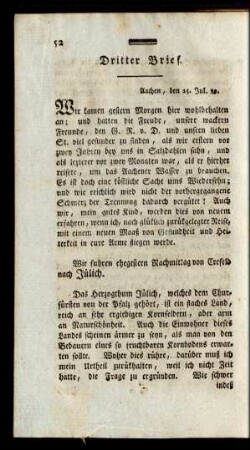 Dritter Brief. Aachen, den 25. Jul. 89