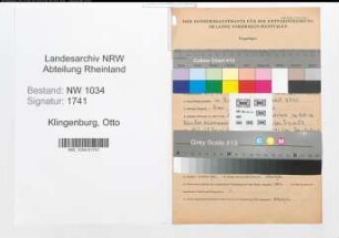 Entnazifizierung Otto Klingenburg , geb. 24.07.1903 (Oberstleutnant)