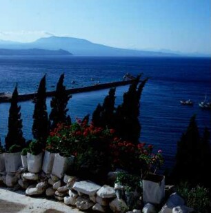 Koroni. Blick vom Kastron auf den Messenischen Golf