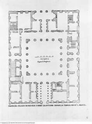 Palazzi di Roma de' più celebri architetti / disegnati da Pietro Ferrerio. 1. Buch., Tafel 6: Palazzo Farnese, Grundriss