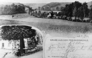 Triebischtal-Semmelsberg. Preiskermühle, Ansichtskarte, Repro (Stadtarchiv Meißen)