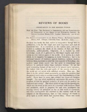 Reviews of books. Christianity in the modern world