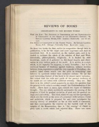 Reviews of books. Christianity in the modern world
