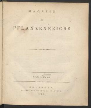 1. Band: Magazin des Pflanzenreichs