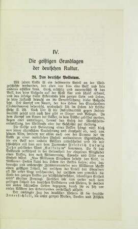 IV. Die geistigen Grundlagen der deutschen Kultur