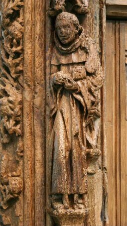 Frankreich. Bretagne. Morbihan. Chapelle Saint Fiacre. 15 Jahrhundert. Spätgotischer Lettner. Detail
