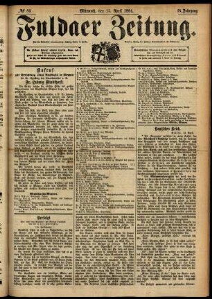 Ausgabe vom Mittwoch, den 15. April 1891.