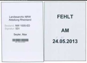 Entnazifizierung Max Seyler , geb. 29.10.1889 (Hebebuchfuehrer)