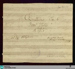Quartets - Don Mus.Ms. 653 : vl (2), vla, b; C; Hob III:6