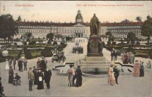 Postkartenalbum. "Karlsruhe". Schloss und Großherzog Karl-Friedrich-Denkmal