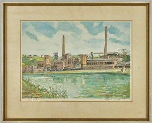Druck eines Aquarells, Zeche Vereinigte Dahlhauser Tiefbau