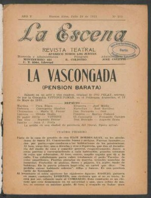 La vascongada : (pension barata) ; sainete en un acto y tres cuadros
