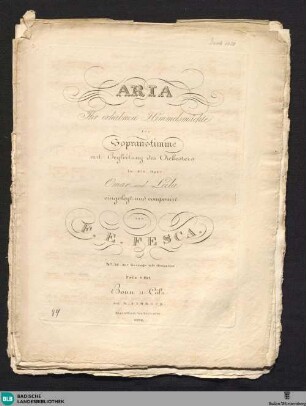 Aria Ihr erhabnen Himmelsmächte für Sopranstimme mit Begleitung des Orchesters : No. 16 der Gesänge mit Orchester
