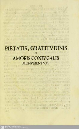 Pietatis, Gratitudinis et Amoris Coniugalis Monumentum