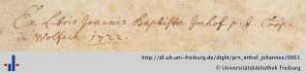 [Provenienz]: Imhof, Johannes Baptista
