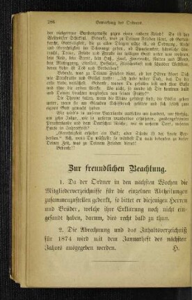 Zur freundlichen Beachtung