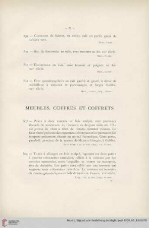 Meubles, Coffres et Coffrets (Nr. 303 - 340)