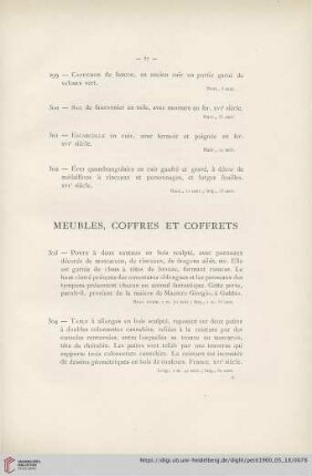 Meubles, Coffres et Coffrets (Nr. 303 - 340)