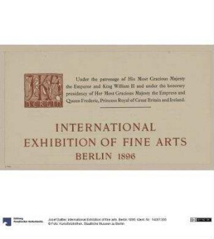 International Exhibition of fine arts, Berlin 1896