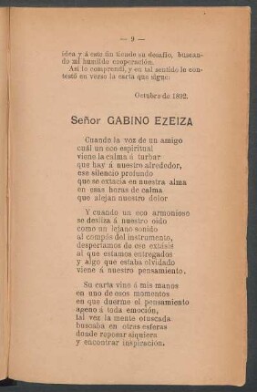 Señor Gabino Ezeiza : Octubre de 1892