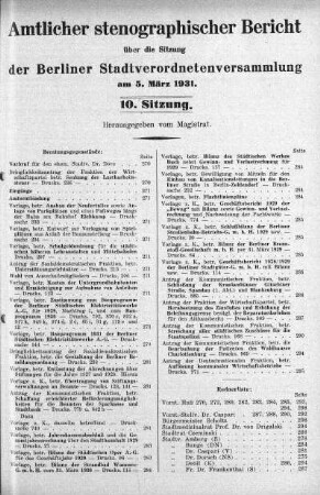Sitzung 10, 5. März 1931
