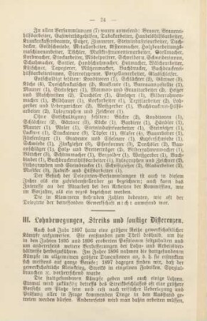 III. Lohnbewegungen, Streiks und sonstige Differenzen.
