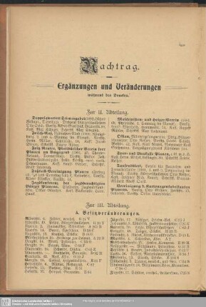 Nachtrag. Ergänzungen und Veränderungen während des Druckes