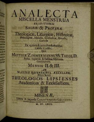 Mensis II. & III.