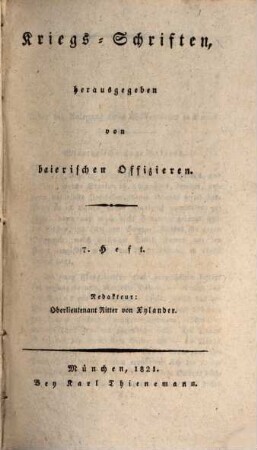 Kriegs-Schriften, 3. 1821
