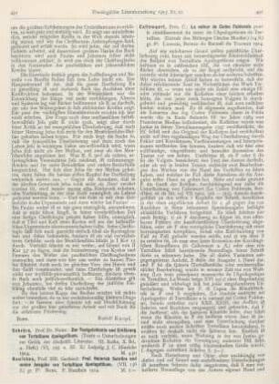 491-494 [Rezension] Rauschen, Gerhard, Prof. Heinrich Schrörs und meine Ausgabe von Tertullians Apologetikum