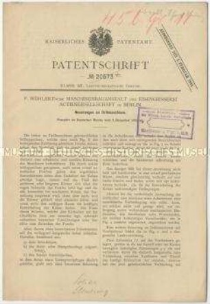 Patentschrift über Neuerungen an Drillmaschinen, Patent-Nr. 20573