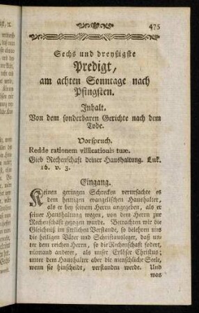 475-487, Sechs und dreyßigste Predigt