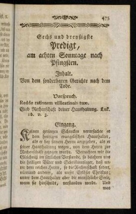 475-487, Sechs und dreyßigste Predigt