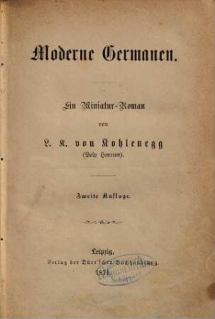 Kleindeutsche Hofgeschichten : von L. K. von Kohlenegg. , 2