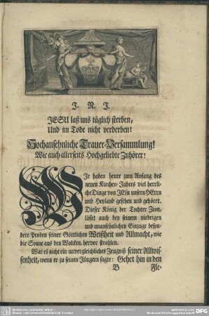 Leichenpredigt : Das tägliche Sterben frommer Christen, [allgemeiner Eingang], [Text], [Eingang], Erörterung