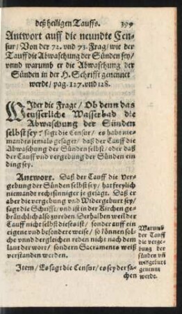 Antwort auff die neundte Censur ...