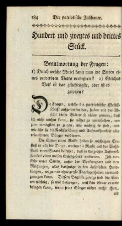 Hundert und zweytes und drittes Stück