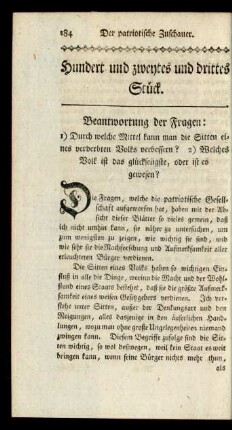 Hundert und zweytes und drittes Stück